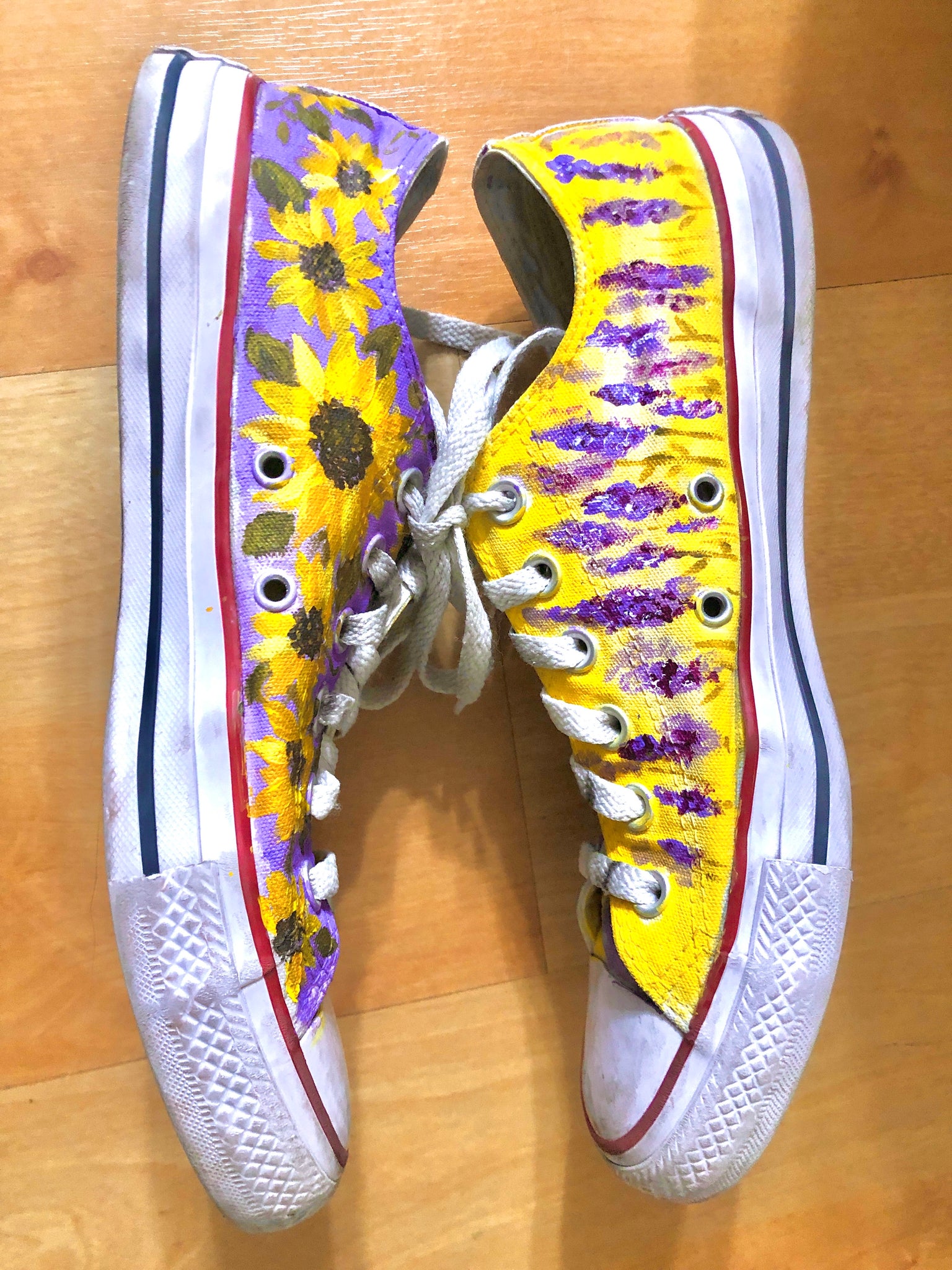Custom Sunflower Shoes Hand Painted Sunflower White Sneakers